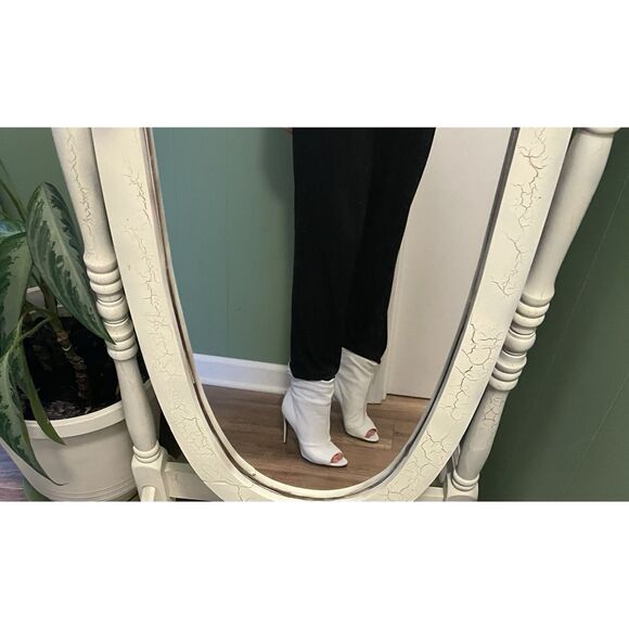 Burberry Italy White Leather Peep Toe Slouch Booties Stiletto Heels - Picture 15 of 15